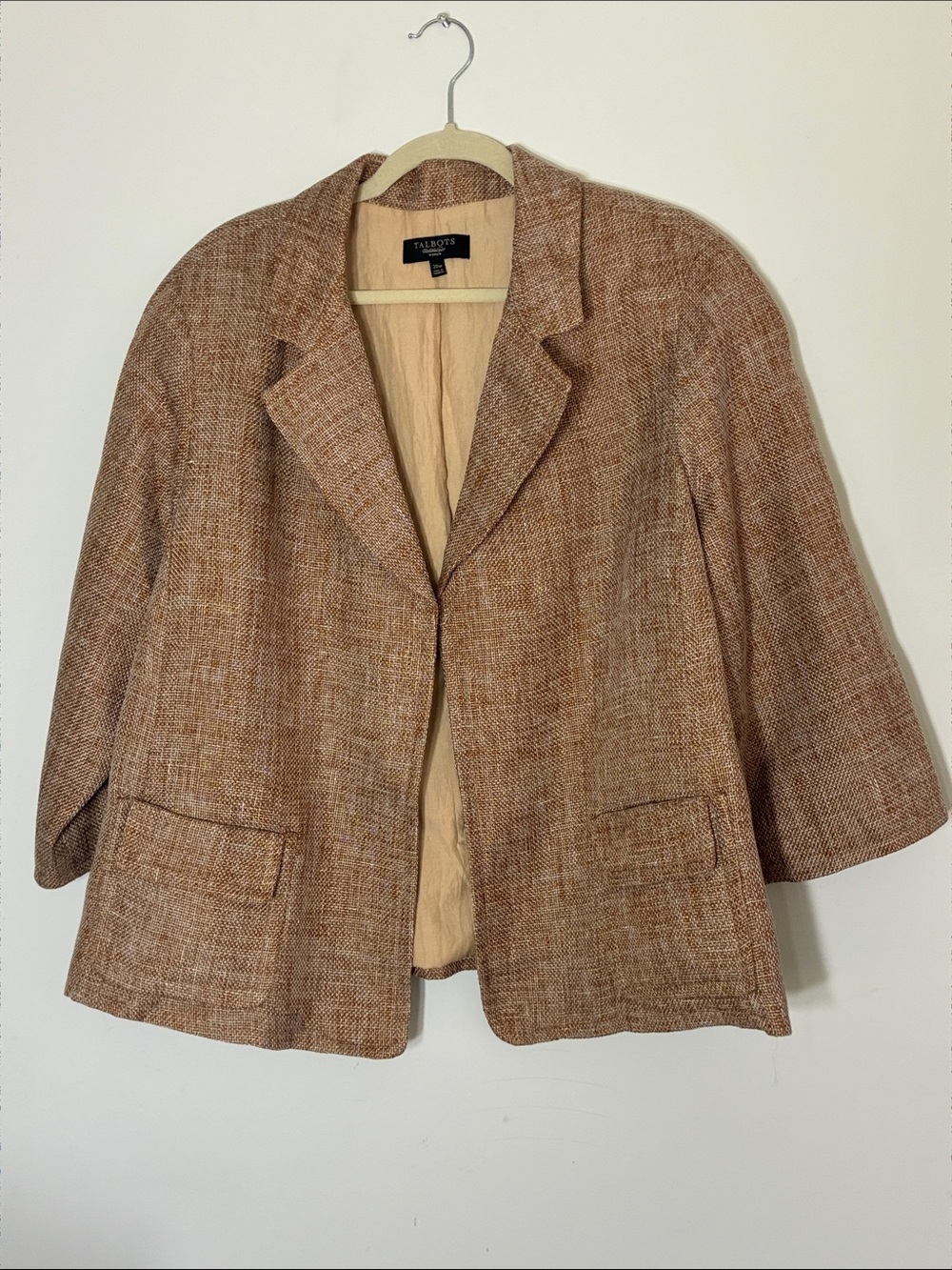 Talbots Women's Tan Tweed Blazer Jacket